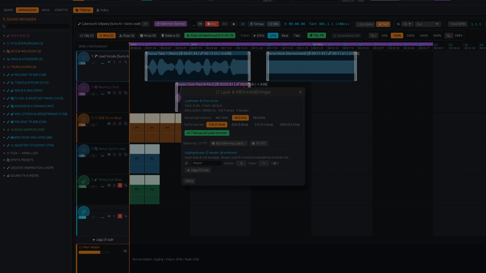 Audio settings