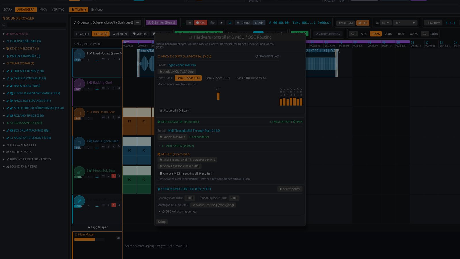 MIDI controller setup